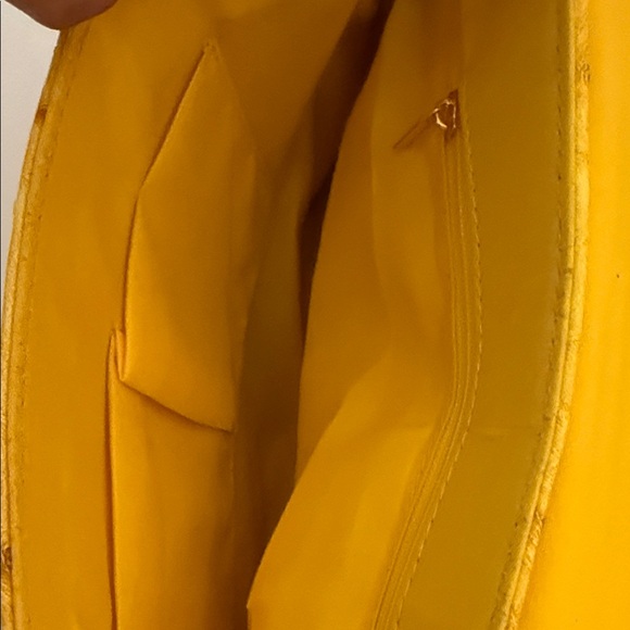 Le Miel Faux Ostrich Mustard Yellow Crossbody Bag - Picture 11 of 13